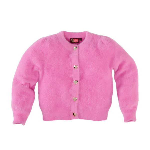 Maggie | Hairy Knit Cardigan Pink Power