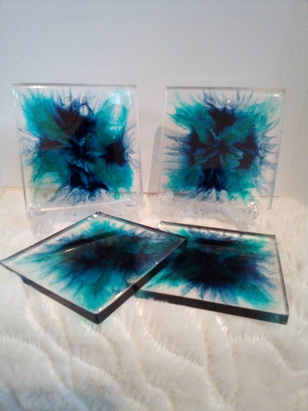 Square blue/green coasters