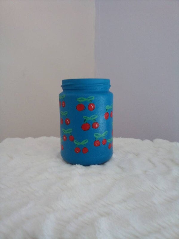 Blue glass jar
