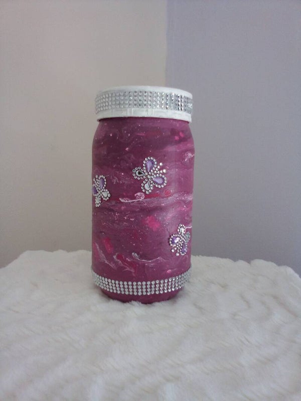Large handmade decorative glass jar