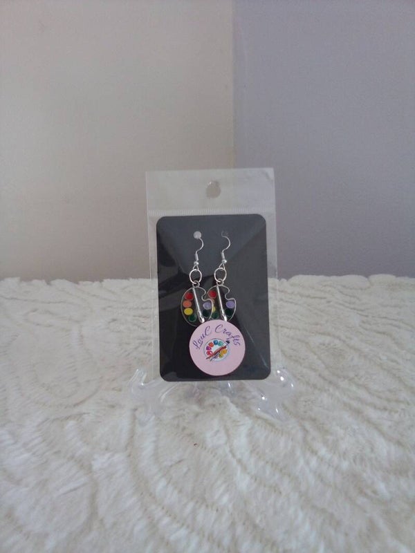 Silver plated earrings paint pallet design