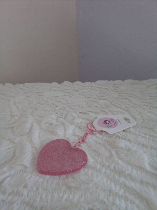 Pink love heart keyring