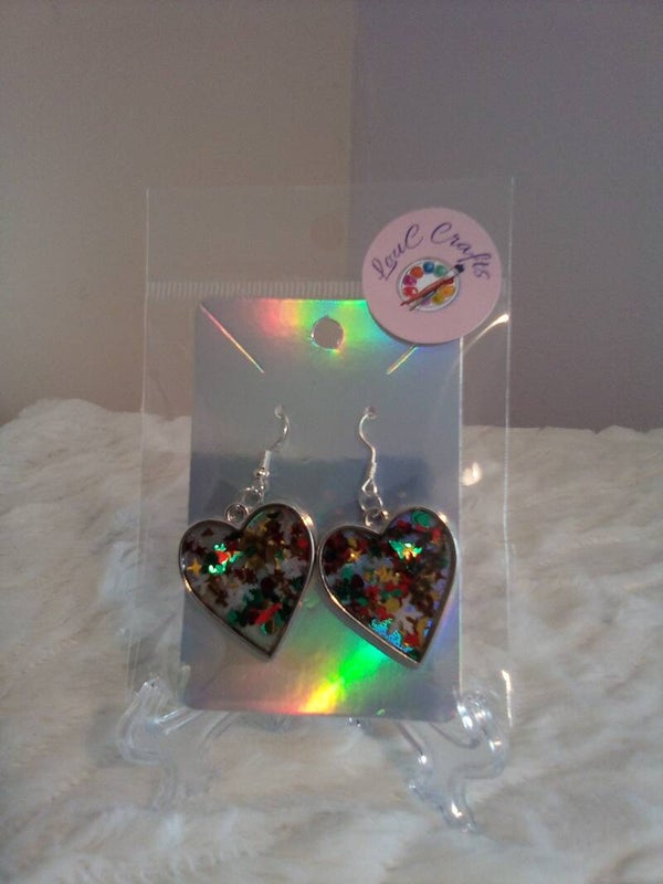 Silver plated heart shaped earrings