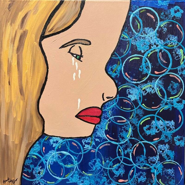 Bubble Cry Original Acrylic Painting on Canvas 20x20