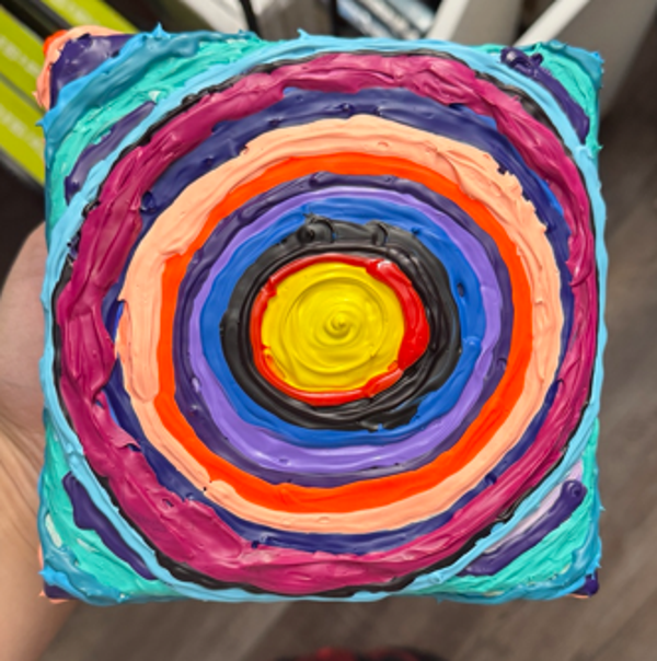 Everything Begins At The Center Original Acrylic Painting 6x6
