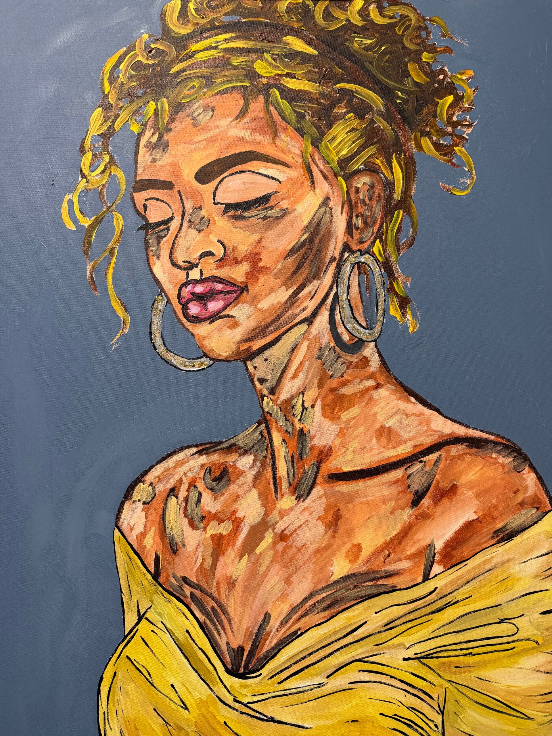 Golden Becoming Original Acrylic Painting on Canvas 30x40