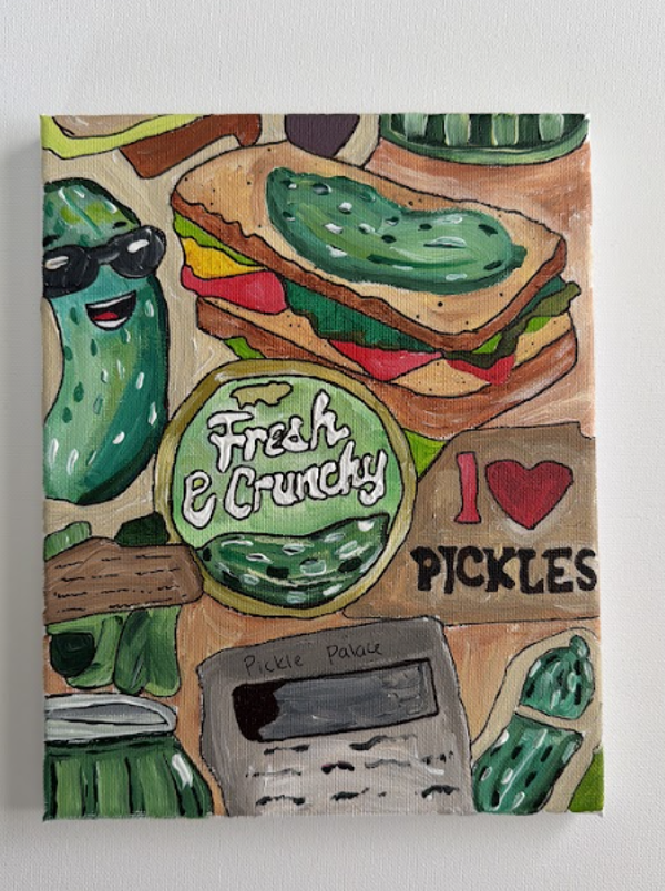 Pickle Palace Original Acrylic Painting on Canvas 8x10
