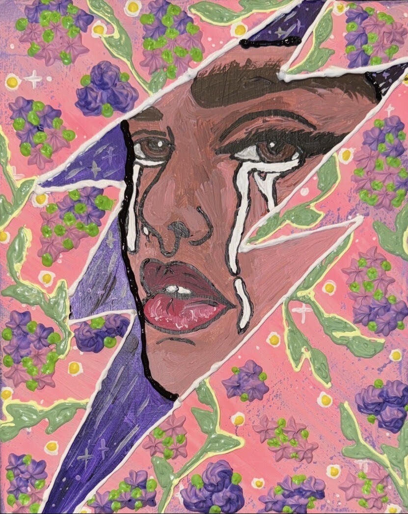 What Bloomed After The Break Original Acrylic Painting on Canvas 8x10