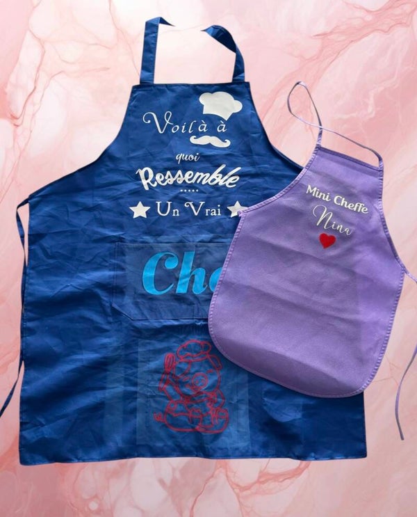 Duo Tablier de cuisine personnalisé