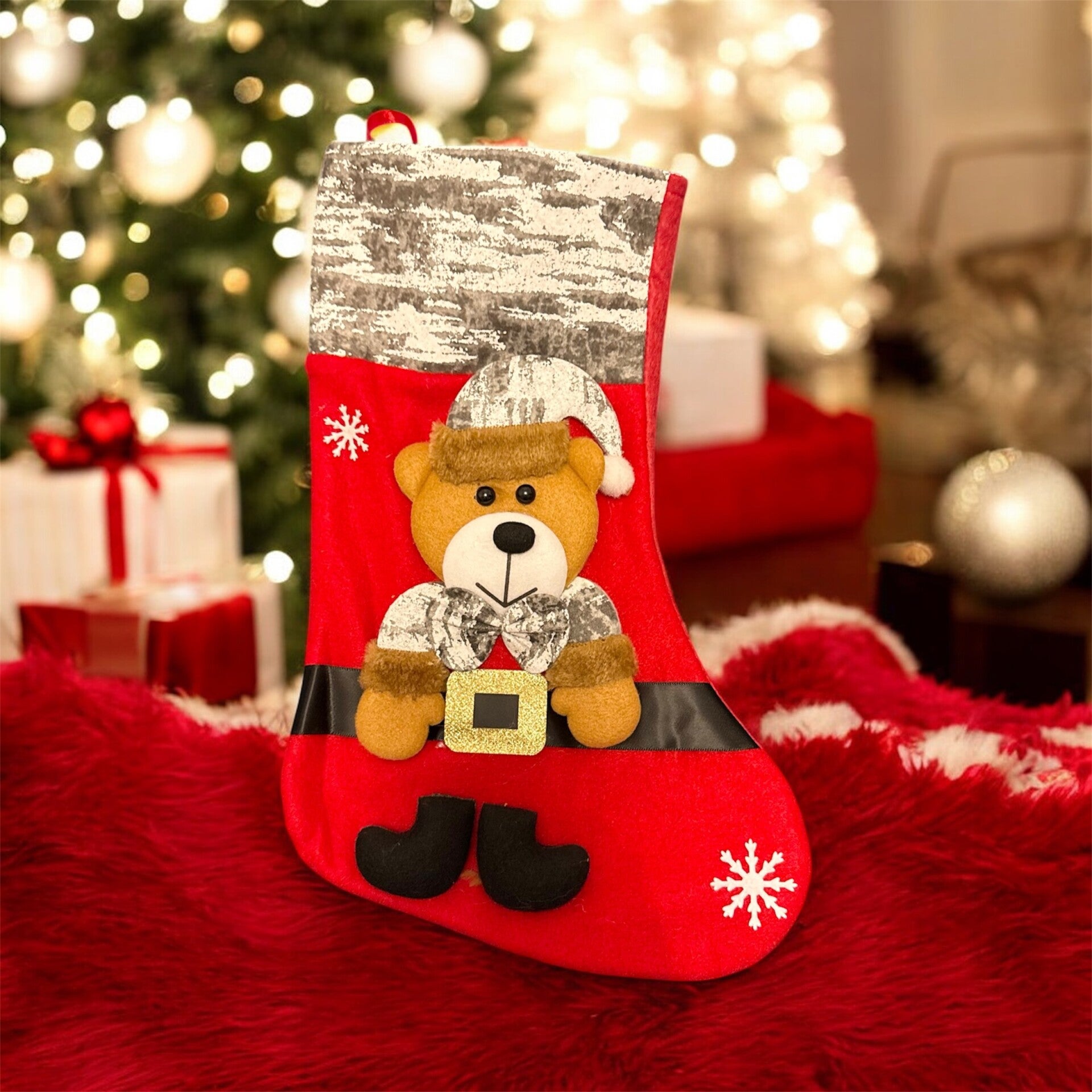 Chaussette Ourson de Noël  personnalisée