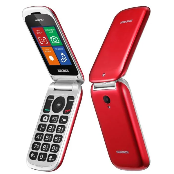 Brondi Stone+ - Telefono Cellulare Dual SIM Display 2.4" Batteria 800 mAh Fotocamera con Bluetooth colore Rosso