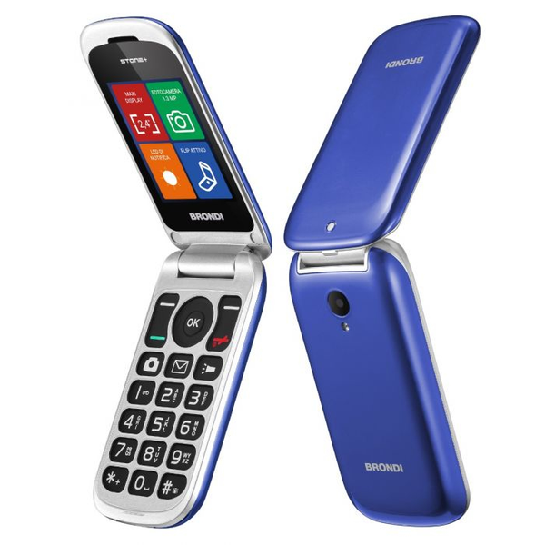 Brondi Stone+ - Telefono Cellulare Dual SIM Display 2.4" Batteria 800 mAh Fotocamera con Bluetooth colore Blu