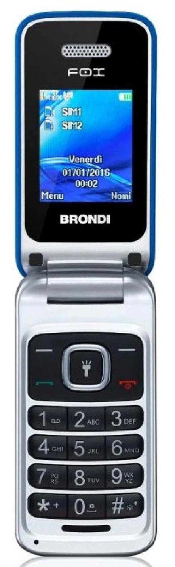 BRONDI FOX CELLULARE GSM DUAL SIM FLIP COLORE AZZURRO