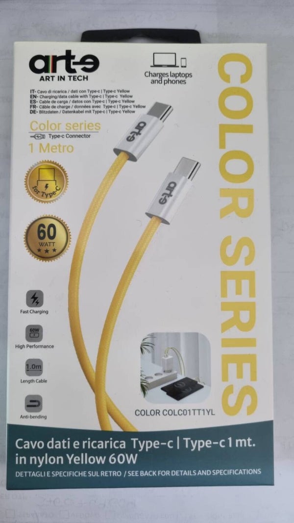 ART IN TECH COLOR SERIES CAVO DI RICARICA CON TYPE-C GIALLO