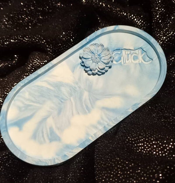 Tablet in blauem batiklook