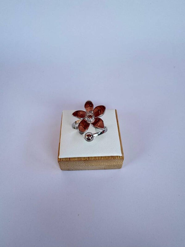 Flower dot ring silver