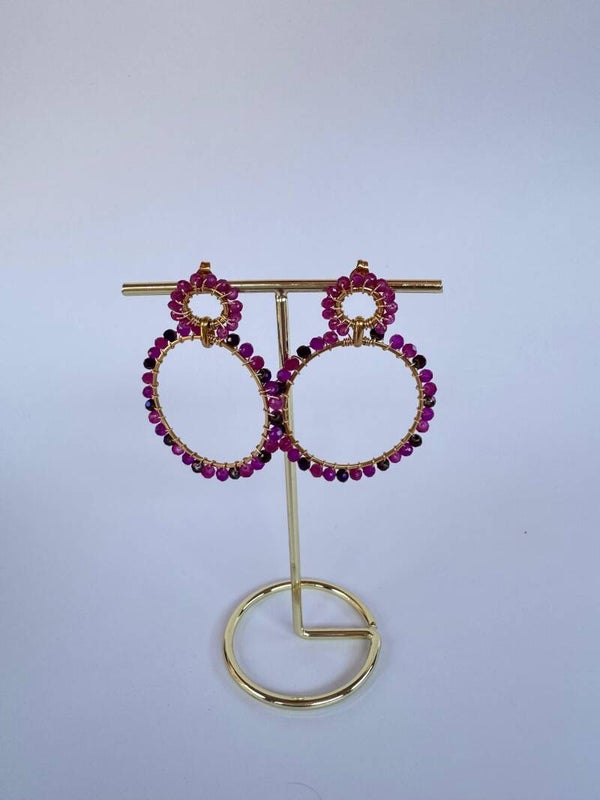 Circle of colous earrings fuchsia