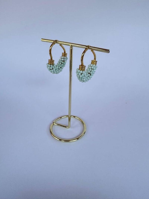 Heart beads earrings green