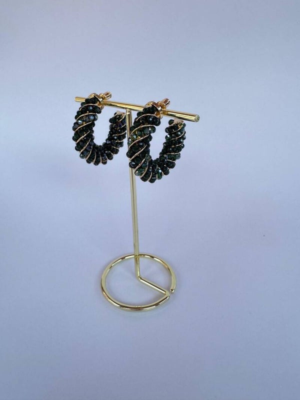 Twisted grave earrings green
