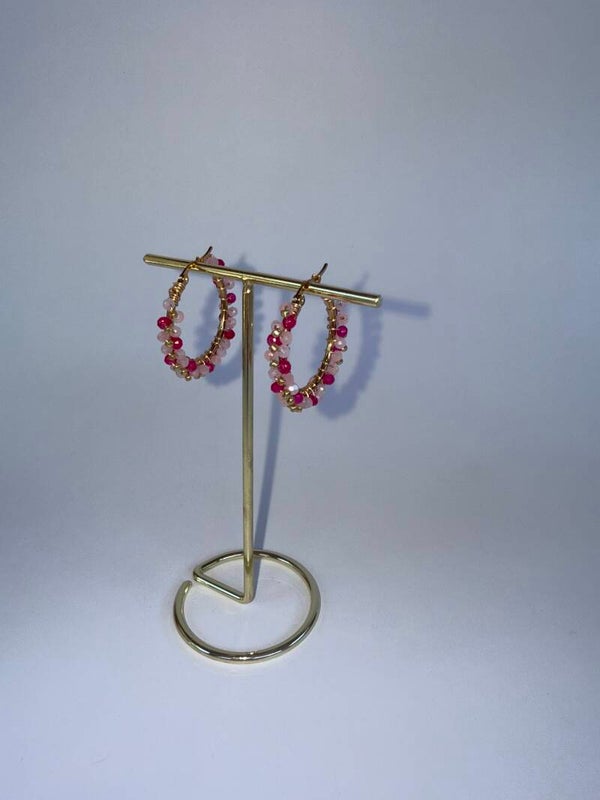 Earrings kralenparty fuchsia