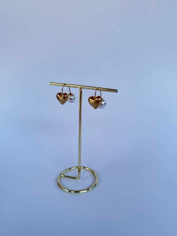 Earrings heart pearl gold