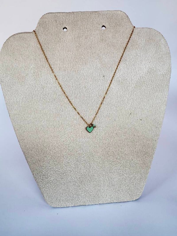 Heart green necklace gold