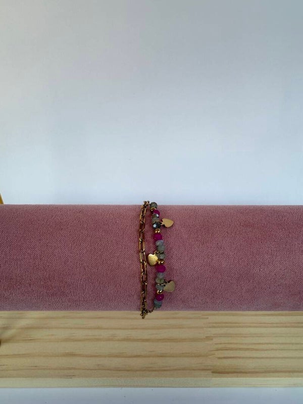 Beads pink heart bracelet