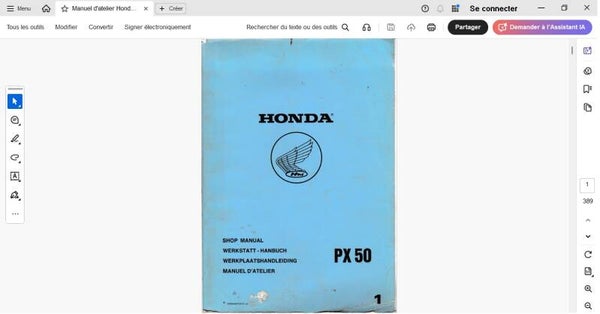 Manuel d'atelier Honda PX50 (attention en pdf-version ordinateur)