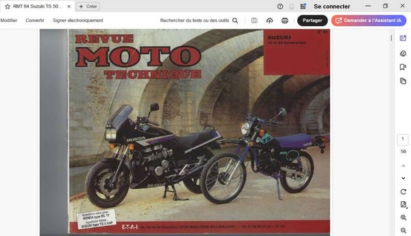 Revue moto technique 64 Suzuki TS 50 ER Automatique (attention en pdf-version ordinateur)