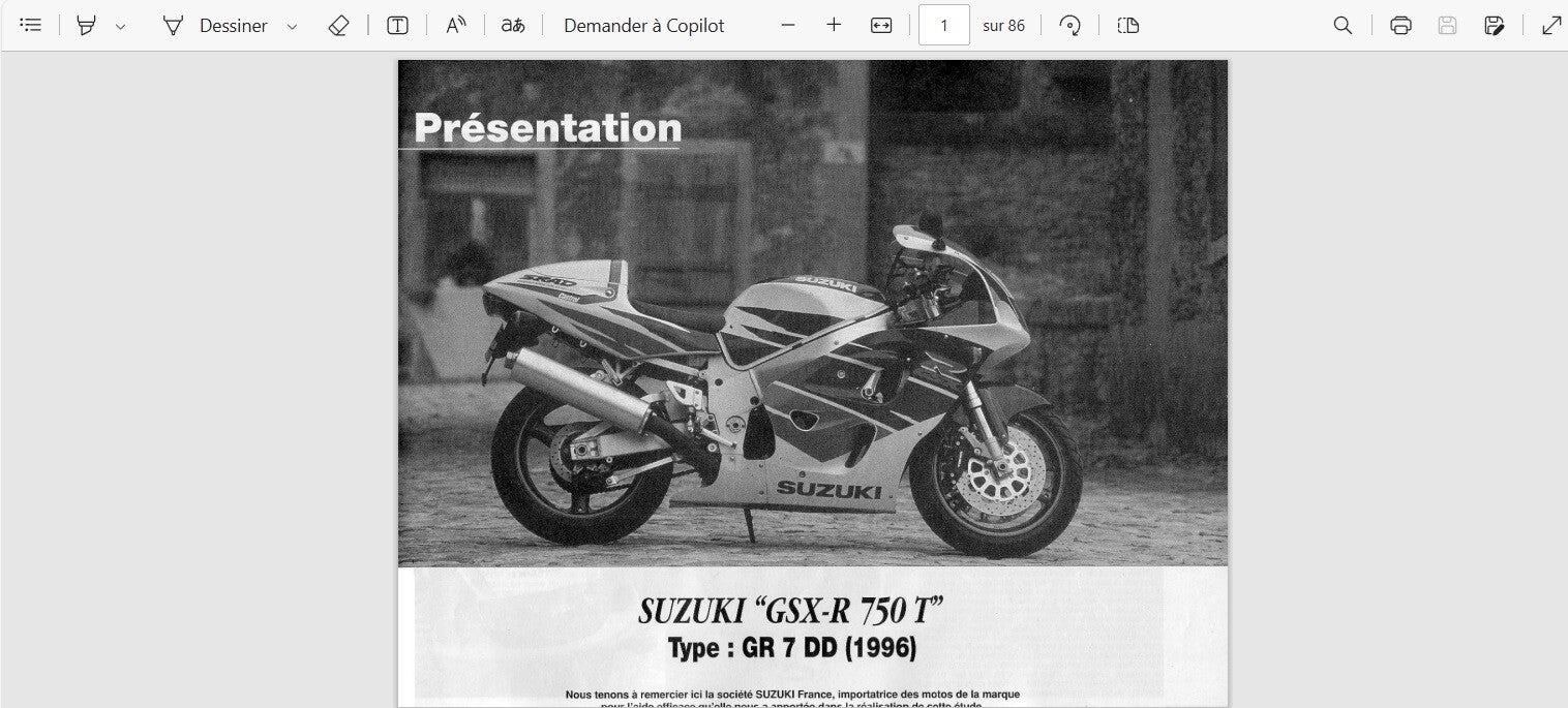 Revue moto technique 103 Suzuki GSX-R 750  (attention en pdf-version ordinateur)