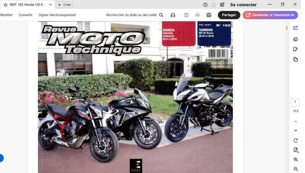 Revue moto technique 182 Honda CB 650 FA - CBR 650 FA  (attention en pdf-version ordinateur)