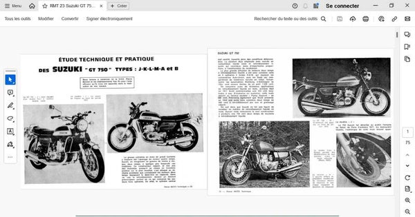 Revue moto technique 23 Suzuki GT 750 (attention en pdf-version ordinateur)