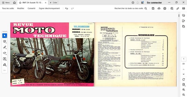 Revue moto technique 24 Suzuki TS 125 A et B (attention en pdf-version ordinateur)