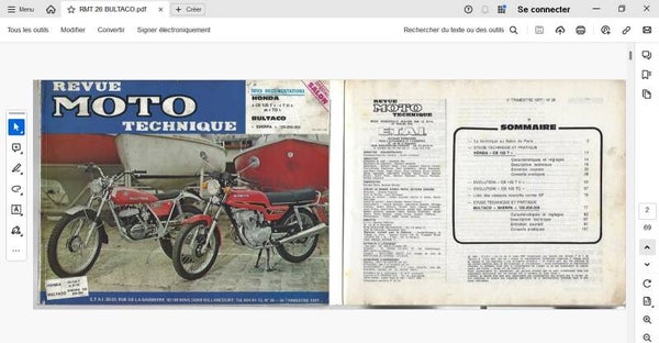 Revue moto technique 26 Honda CB 125 T1 T2 TD (attention en pdf-version ordinateur)