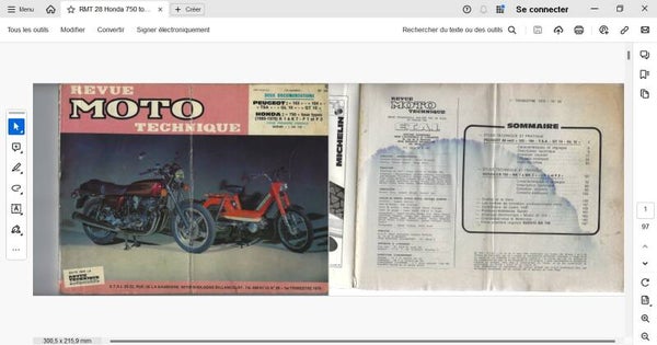 Revue moto technique 28 Honda CB 750 simple ACT (attention en pdf-version ordinateur)