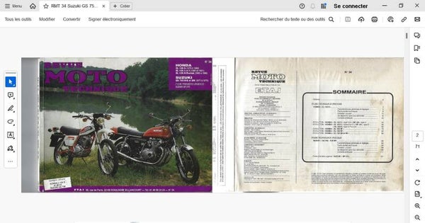 Revue moto technique 34 Suzuki GS 750 (attention en pdf-version ordinateur)