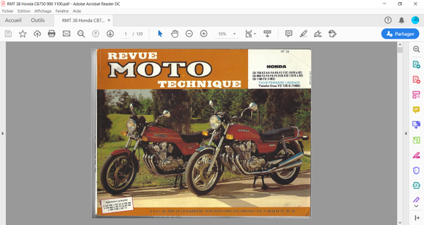 Revue moto technique 38 Honda CB 750 900 1100 Bol d'Or (attention en pdf-version ordinateur)