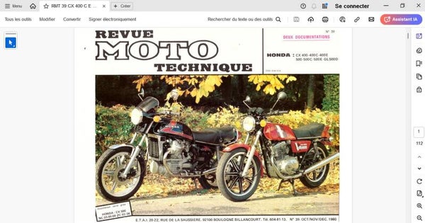 Revue moto technique 39 Honda CX 400 C E CX 500 C E GL 500 D (attention en pdf-version ordinateur)