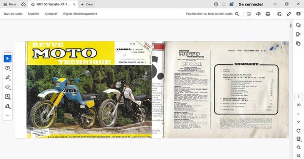 Revue moto technique 50 ** Yamaha XT 400 550 XT 600 Ténéré (attention en pdf-version ordinateur)