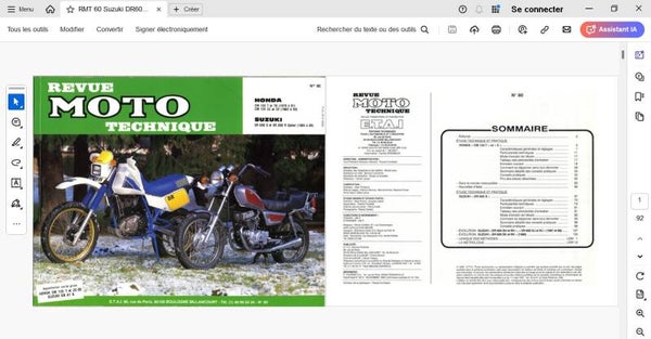 Revue moto technique 60 Suzuki DR 600 S - DR 600 R Djebel  (attention en pdf-version ordinateur)