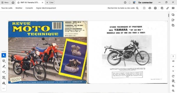 Revue moto technique 65 Yamaha DT 50 MX 1981-87 Automatique (attention en pdf-version ordinateur)
