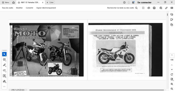 Revue moto technique 72** Yamaha TZR 125 DTR 125 TDR 125 DTR 200 (attention en pdf-version ordinateur)