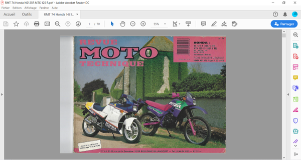 Revue moto technique 74 Honda NSR 125 MTX 125 (attention en pdf-version ordinateur)