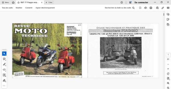 Revue moto technique 77 Piaggio Vespa PX125 et 200 COSA LX 125 et 200 (attention en pdf-version ordinateur)