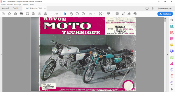 Revue moto technique 7 Honda CB 125 K (attention en pdf-version ordinateur)