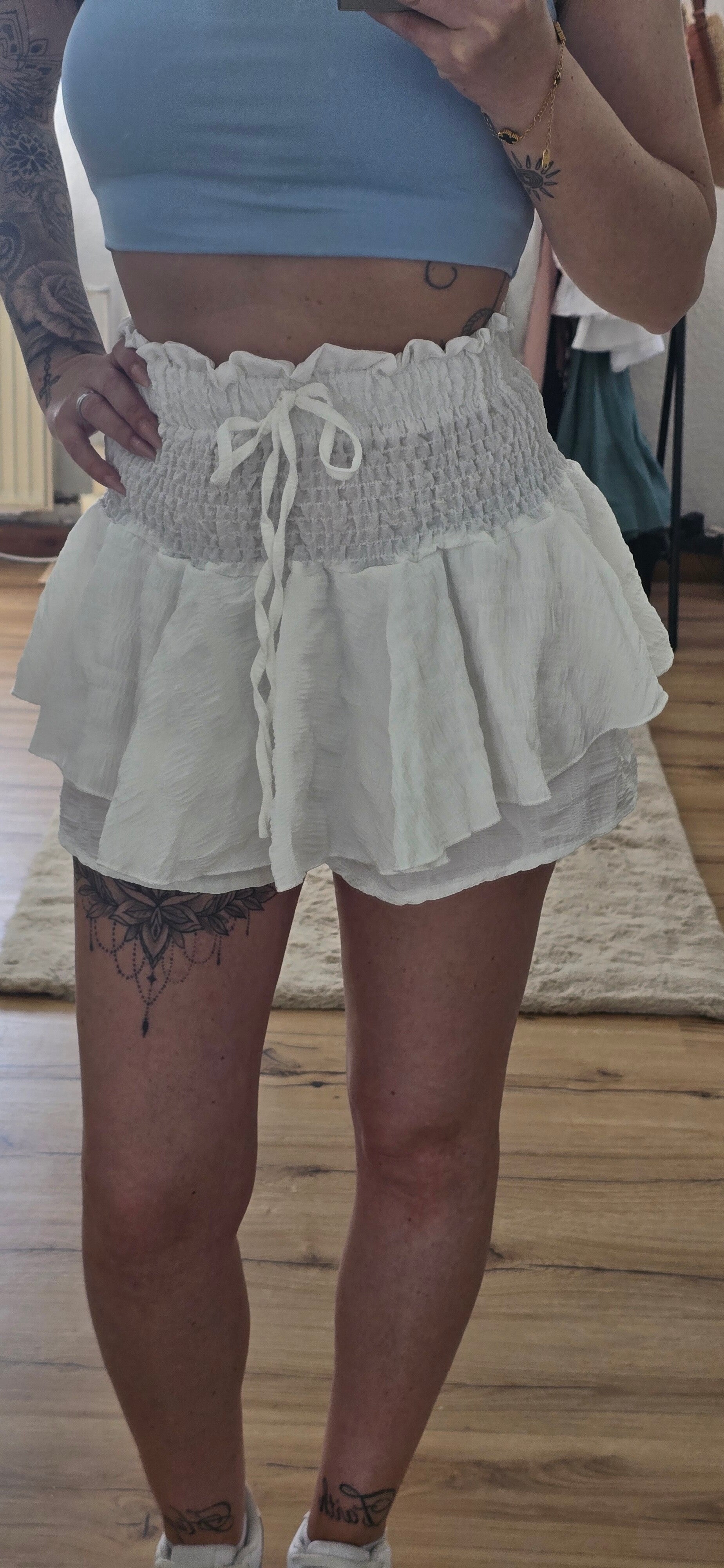 Hosenrock mit hoher Taille -WEIß-