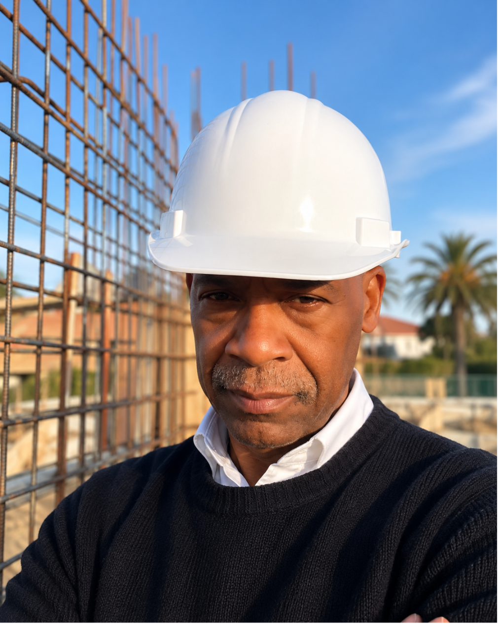 Humberto Zayas, Ingeniero Civil en Construcción, supervisando una obra
