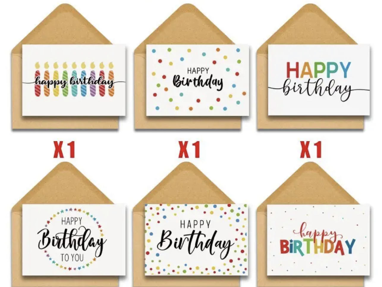 6 Geburstagskarten inkl. Umschlag
