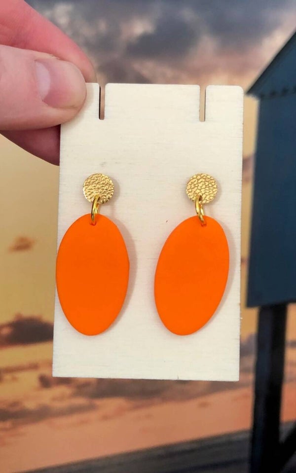 Oorbellen ovaal oranje