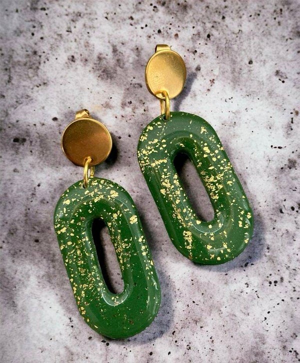 Oorbellen groen/goud